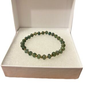 Elegant Semiprecious Jade and Gold Beaded Bracelet - 3mm